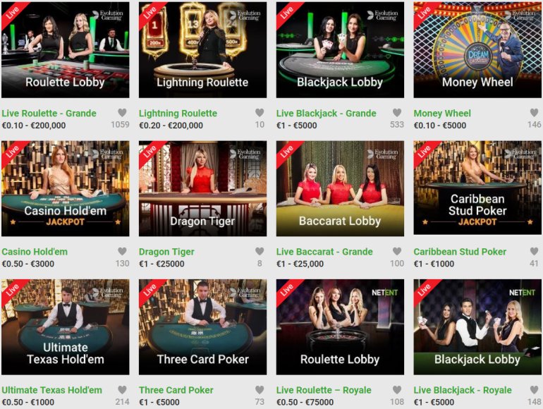 giochi con croupier dal vivo