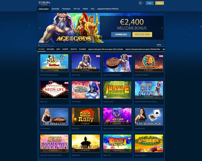 Browser Casino Europe - scegli il tuo gioco