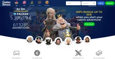 100% up to 50€ on your first deposit at Heroes Casino: Casinò online Heroes