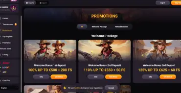 100% up to €500 + 200 free spins on your first deposit at GunsBet: Casinò online GunsBet