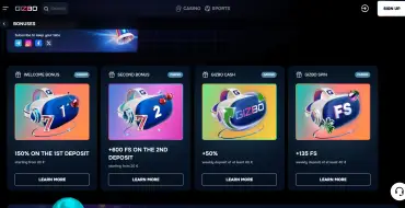 150% bonus up to $300 on your first deposit at Gizbo Casino: Casinò online GIZBO