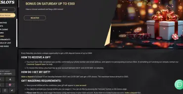 50% up to €500 every Saturday at 1xSlots: Bonus settimanali a 1xSlots