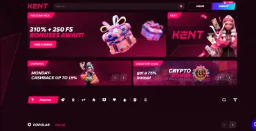 Increased first deposit bonus: up to 400€ and 100 FS at Kent: Casinò online Kent