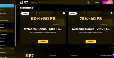Enhanced first deposit bonus: up to 250 € + 60 FS at R7 online casino: Casinò online R7
