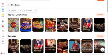 Monro Casino: Rivenditori dal vivo