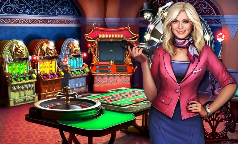 Un nuovo casinò online e una ragazza croupier che tiene l'altoparlante