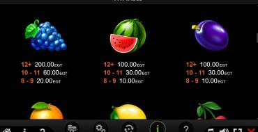5x6 Fruity Shots: Tabella dei pagamenti 2