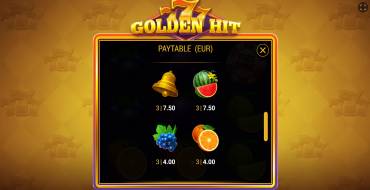 777 Golden Hit: Tabella dei pagamenti