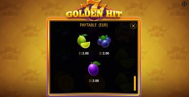 777 Golden Hit: Tabella dei pagamenti