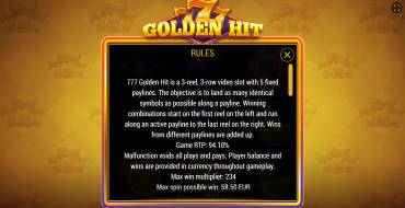 777 Golden Hit: Regole