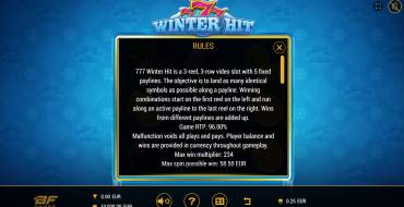 777 Winter Hit: Regole