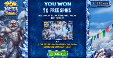 90K Yeti Gigablox: Giri gratis e/o respin