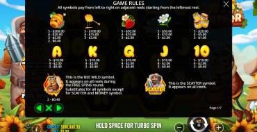 Bee Keeper: Tabella dei pagamenti
