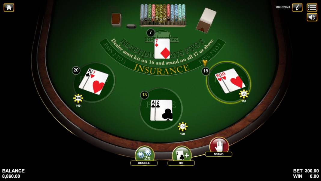 Blackjack 3 Hand in linea