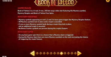 Book of Tattoo 2: Regole