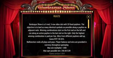 Burlesque Show: Regole