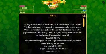 Burning Slots Cash Mesh Ultra Dice: Regole