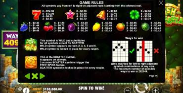 Cash Bonanza: Tabella dei pagamenti