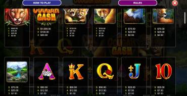 Cougar Cash: Tabella dei pagamenti