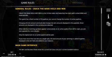 Crack the Bank Hold and Win: Regole