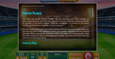 Cricket Mania: Regole