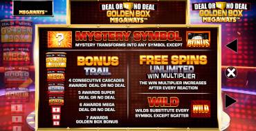 Deal or No Deal: Golden Box Megaways: Giri gratis e/o respin