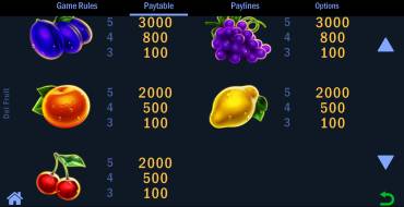 Del Fruit: Tabella dei pagamenti