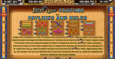 Egypt Sky Egypt Quest: Regole