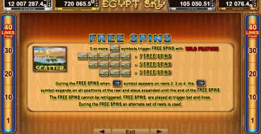 Egypt Sky Egypt Quest: Giri gratis e/o respin