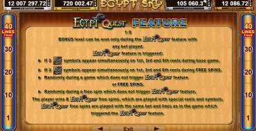 Egypt Sky Egypt Quest: Caratteristiche uniche