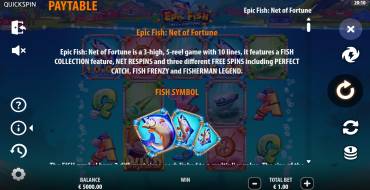 Epic Fish: Net of Fortune: Tabella dei pagamenti