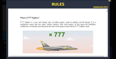 F777 Fighter: Regole