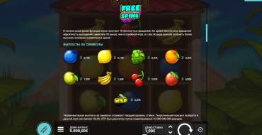 Fruit Duel: Tabella dei pagamenti