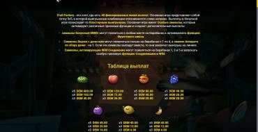 Fruit Factory: Tabella dei pagamenti