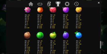 Fruit Smash: Tabella dei pagamenti
