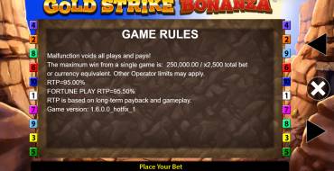 Gold Strike Bonanza Fortune Play: Regole