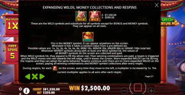 Greedy Fortune Pig: Tabella dei pagamenti