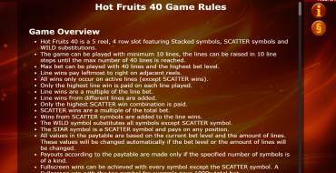 Hot Fruits 40: Regole