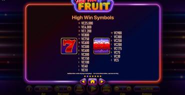 Hot Hot Fruit: Tabella dei pagamenti