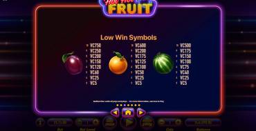 Hot Hot Fruit: Tabella dei pagamenti 2