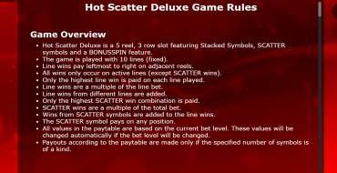 Hot Scatter Deluxe: Regole