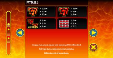 Hot Shot Progressive: Tabella dei pagamenti