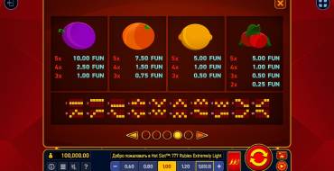 Hot Slot: 777 Rubies Extremely Light: Tabella dei pagamenti 2