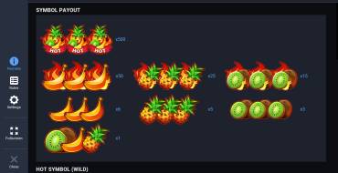 Hot Volcano: Tabella dei pagamenti
