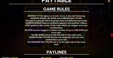Inferno 777 Re-Spins: Regole