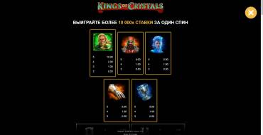 Kings of Crystals: Tabella dei pagamenti