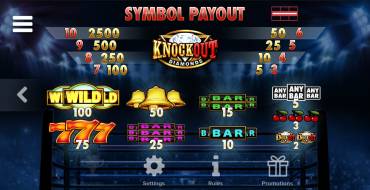 Knockout Diamonds: Tabella dei pagamenti