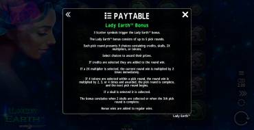 Lady Earth: Gioco bonus