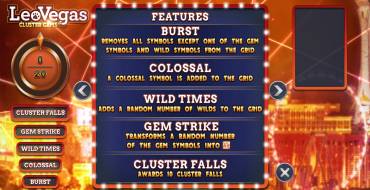 Leo Vegas Cluster Gems: Giochi bonus