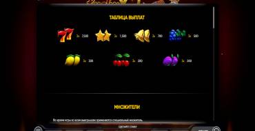 Lucky Streak X: Tabella dei pagamenti